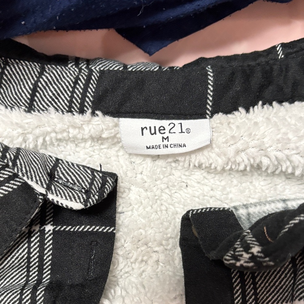 Rue21 Black and White Plaid Button Down Shirt